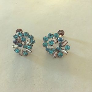 Aquamarine colored earrings With screw backs